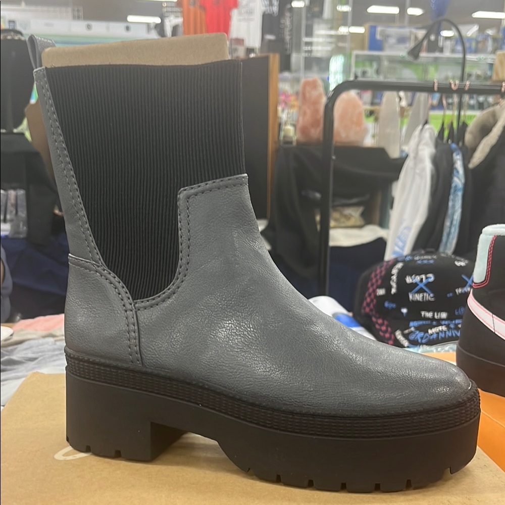 Zodiac Gray Ankle Boots with Chunky Platform
